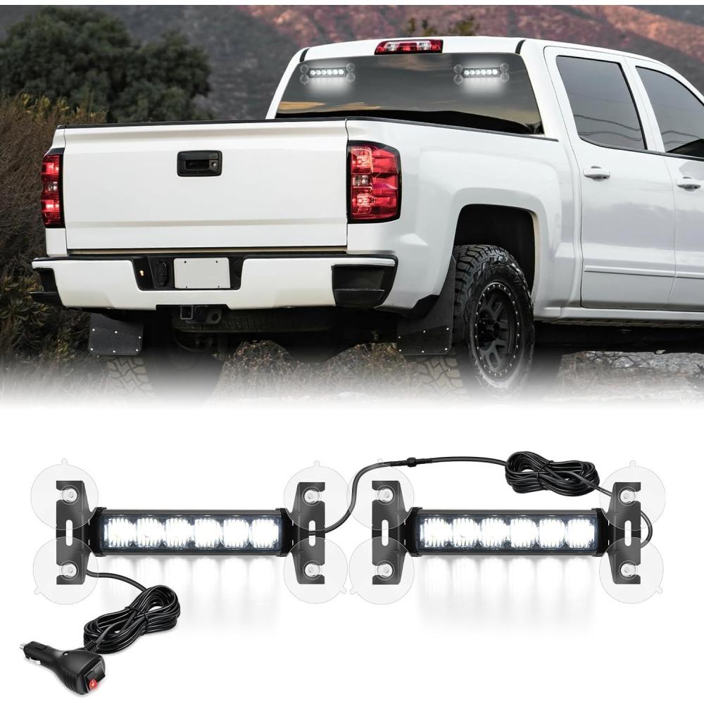 imageNilight 24LED Emergency Strobe Traffic Advisor Light Bar 2 in 1 Amber White Dash Warning Safety Flashing Lights FrontRear Windshield Construction Lights for Trucks Cars Plow Police VehiclesWhite 12LED