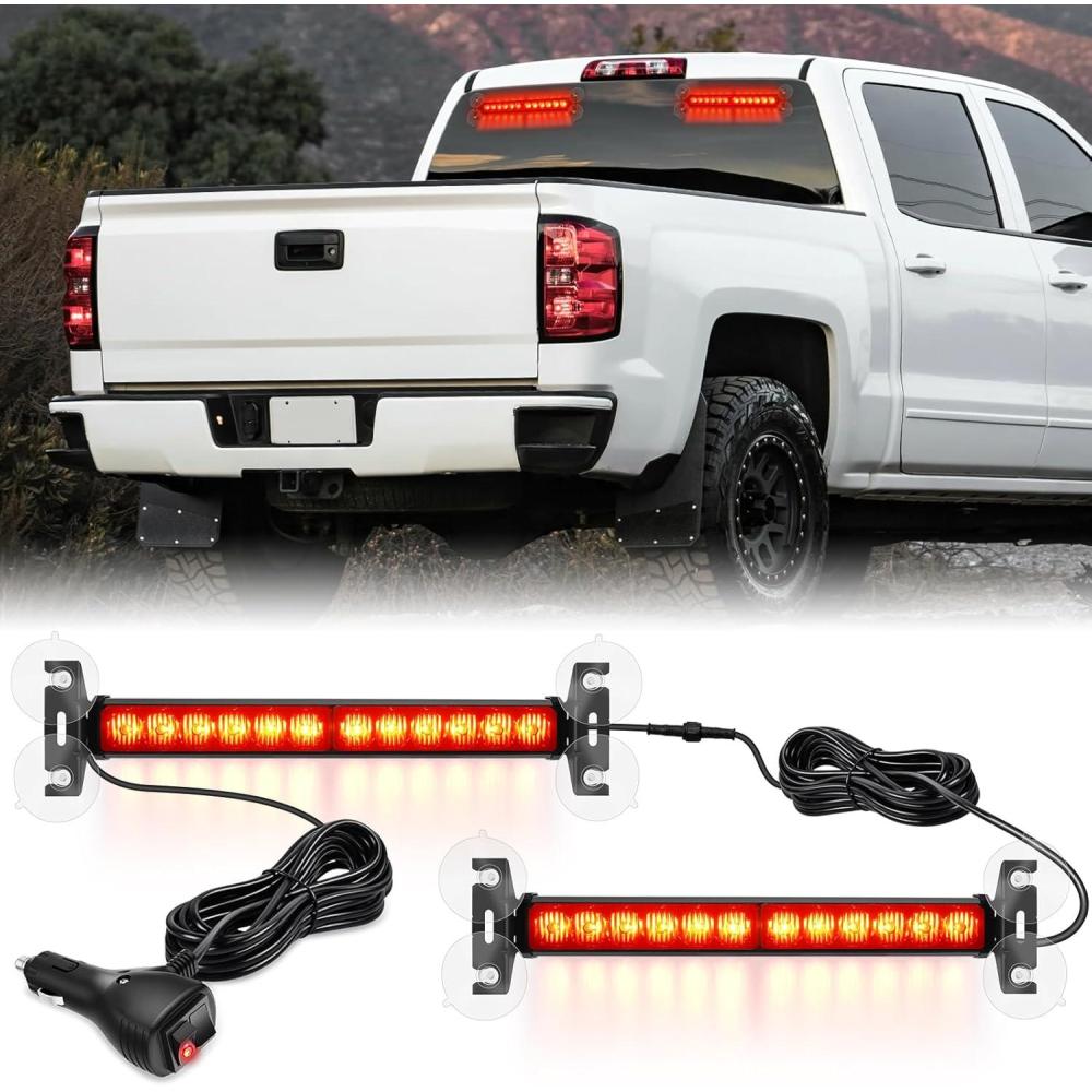 imageNilight 24LED Emergency Strobe Traffic Advisor Light Bar 2 in 1 Amber White Dash Warning Safety Flashing Lights FrontRear Windshield Construction Lights for Trucks Cars Plow Police VehiclesRed 24LED