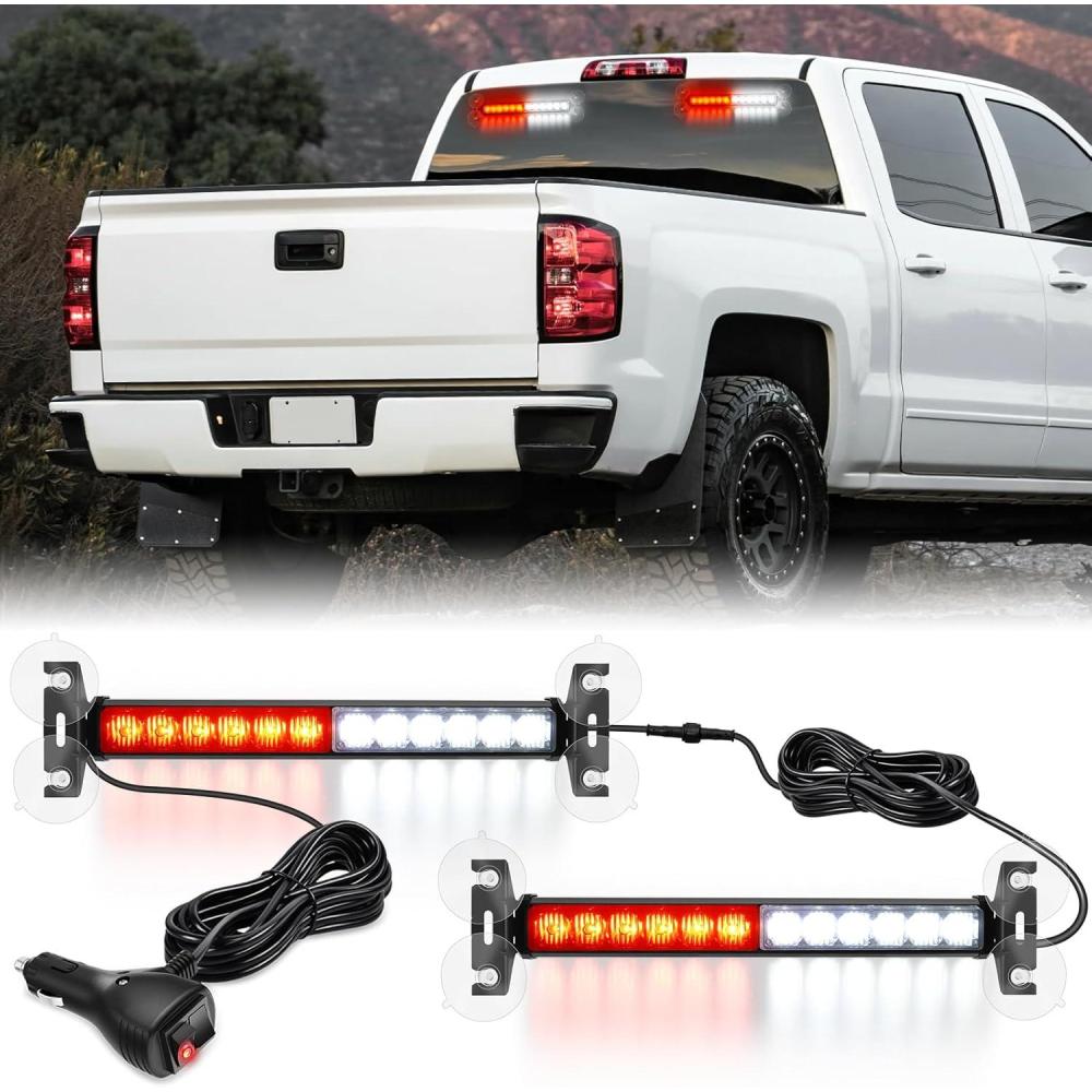 imageNilight 24LED Emergency Strobe Traffic Advisor Light Bar 2 in 1 Amber White Dash Warning Safety Flashing Lights FrontRear Windshield Construction Lights for Trucks Cars Plow Police VehiclesRed White 24LED