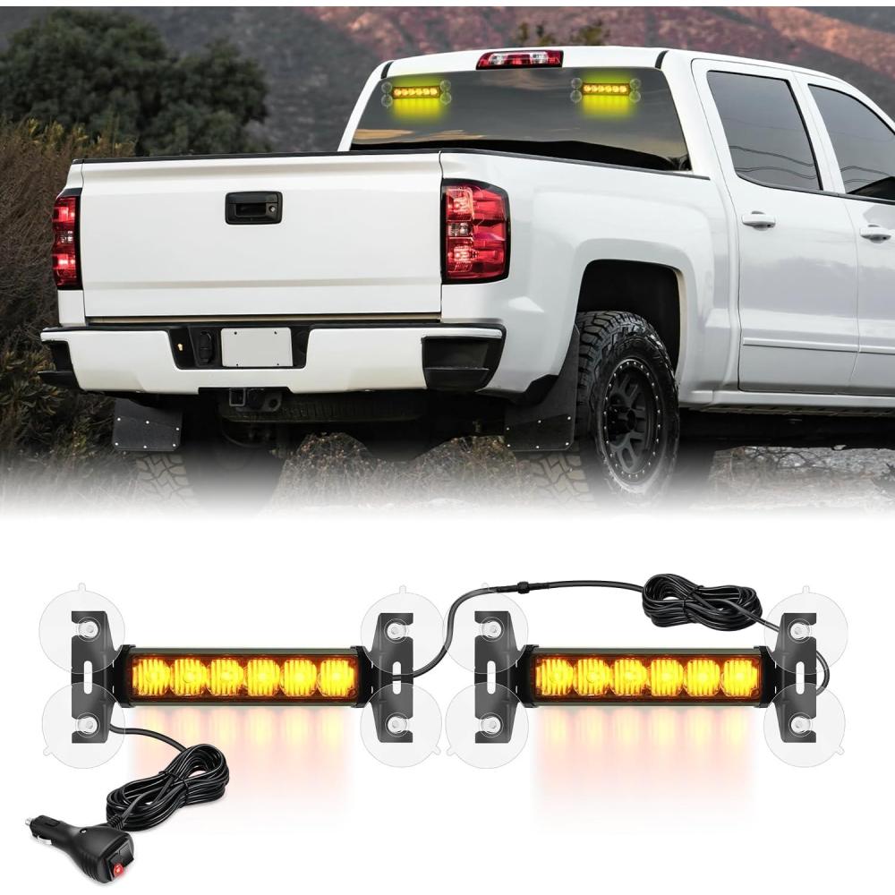 imageNilight 24LED Emergency Strobe Traffic Advisor Light Bar 2 in 1 Amber White Dash Warning Safety Flashing Lights FrontRear Windshield Construction Lights for Trucks Cars Plow Police VehiclesAmber 12LED