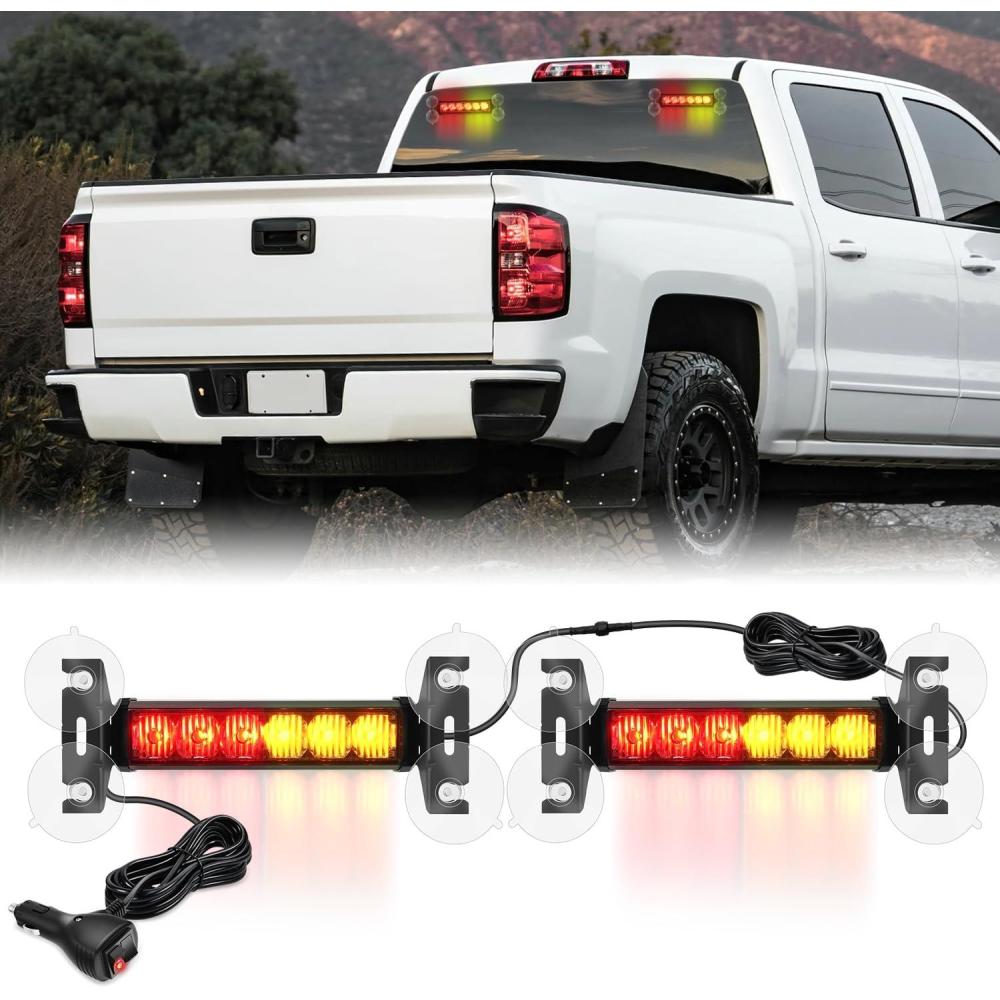 imageNilight 24LED Emergency Strobe Traffic Advisor Light Bar 2 in 1 Amber White Dash Warning Safety Flashing Lights FrontRear Windshield Construction Lights for Trucks Cars Plow Police VehiclesAmber Red 12LED
