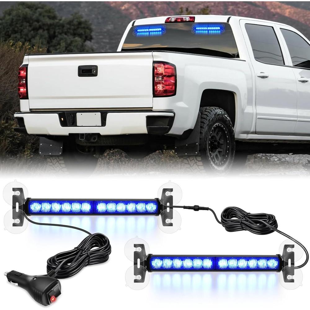 imageNilight 24LED Emergency Strobe Traffic Advisor Light Bar 2 in 1 Amber White Dash Warning Safety Flashing Lights FrontRear Windshield Construction Lights for Trucks Cars Plow Police VehiclesBlue 24LED