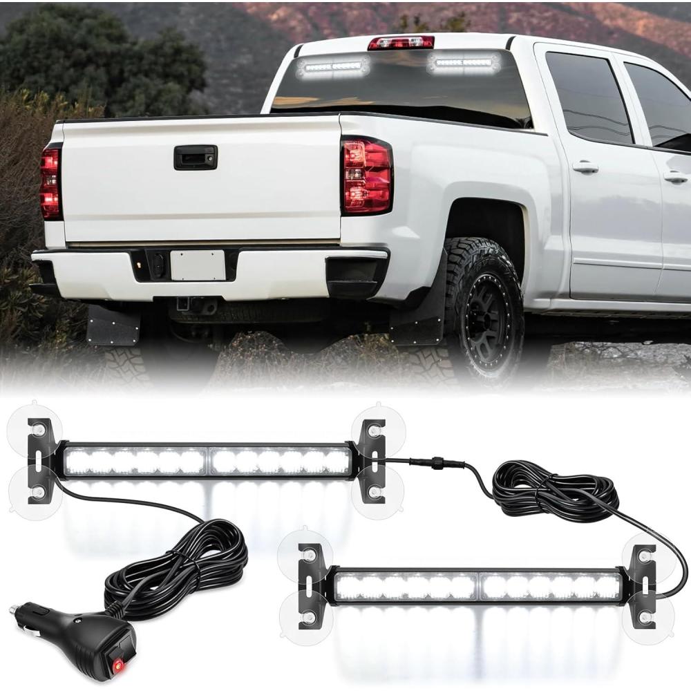 imageNilight 24LED Emergency Strobe Traffic Advisor Light Bar 2 in 1 Amber White Dash Warning Safety Flashing Lights FrontRear Windshield Construction Lights for Trucks Cars Plow Police VehiclesWhite 24LED