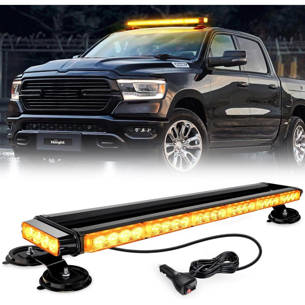 imageNilight 295quot Roof Top Strobe Lights 56LED Hazard Light Emergency Safety Warning LED Flashing Bar Magnetic Mount 12V 24V Cars Trucks Tractors Snow Plows Construction VehiclesAmber