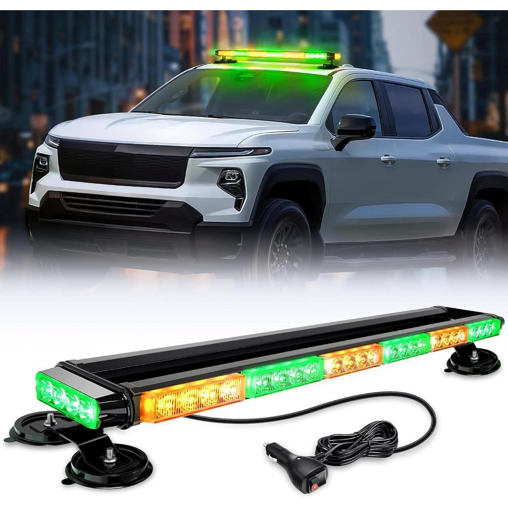 imageNilight 295quot Roof Top Strobe Lights 56LED Hazard Light Emergency Safety Warning LED Flashing Light Bar Magnetic Mount 12V 24V Cars Trucks Tractors Snow Plows Construction VehiclesAmber Mix Green