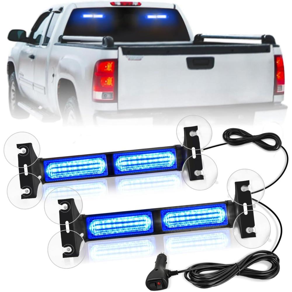 imageNilight 40LED Amber Green Emergency Strobe Traffic Advisor Light Bar with Suction Cups Dash Safety Warning Hazard Flashing Lights Interior FrontRear Windshield for Trucks Construction VehiclesBlue
