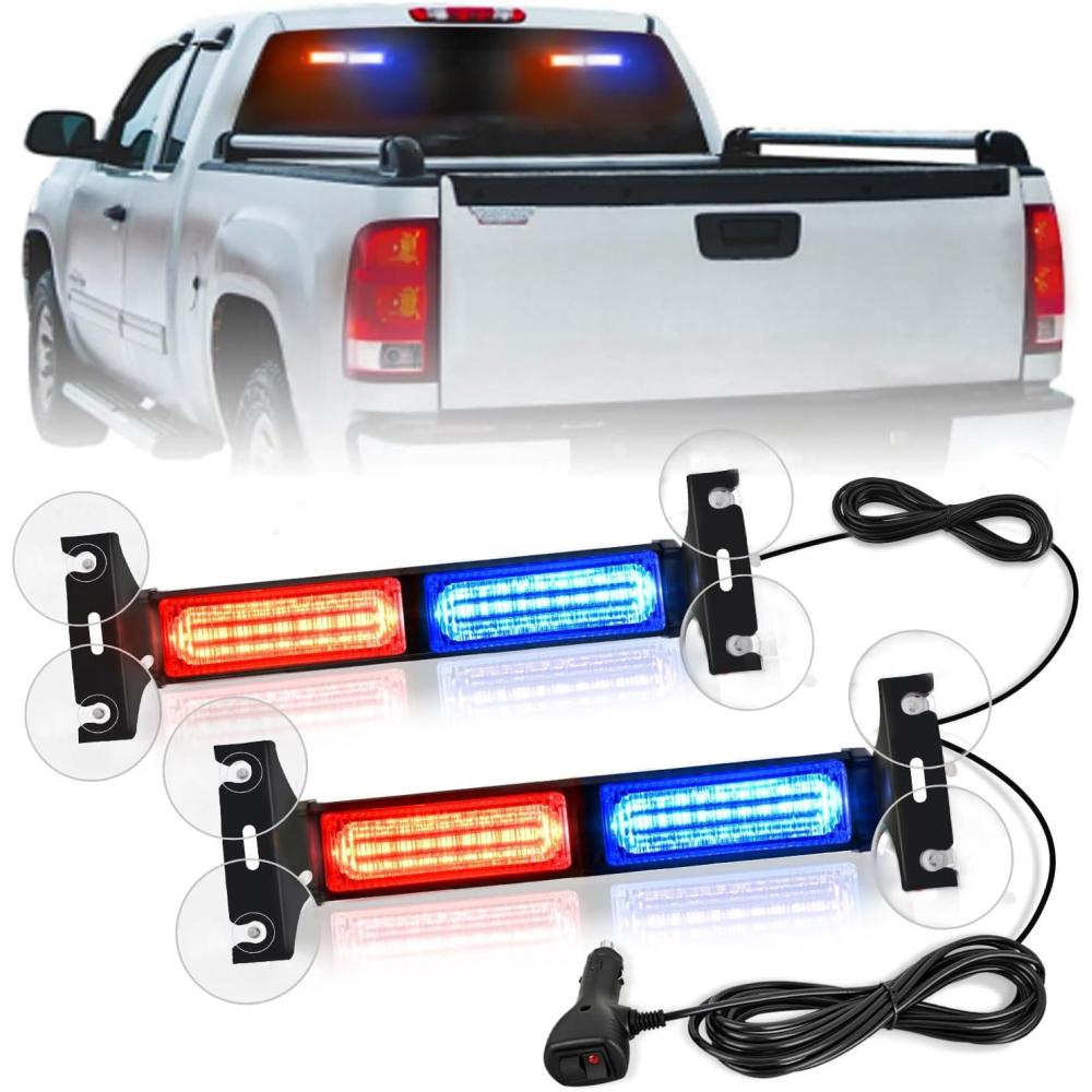imageNilight 40LED Amber Green Emergency Strobe Traffic Advisor Light Bar with Suction Cups Dash Safety Warning Hazard Flashing Lights Interior FrontRear Windshield for Trucks Construction VehiclesBlue Red
