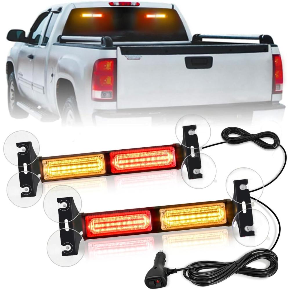 imageNilight 40LED Amber Green Emergency Strobe Traffic Advisor Light Bar with Suction Cups Dash Safety Warning Hazard Flashing Lights Interior FrontRear Windshield for Trucks Construction VehiclesAmber Red