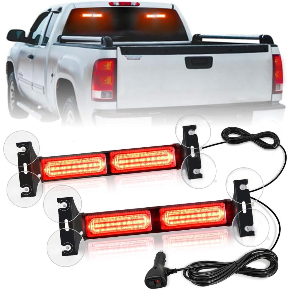 imageNilight 40LED Amber Green Emergency Strobe Traffic Advisor Light Bar with Suction Cups Dash Safety Warning Hazard Flashing Lights Interior FrontRear Windshield for Trucks Construction VehiclesRed