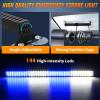 Nilight 144LED Traffic Advisor Strobe Light Bar with Controller Amber Emergency Warning Hazard Interior/Front/Rear Windshield Flashing for Cars Plow Trucks Construction Vehicles(Blue White)