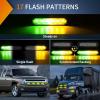 Nilight 6LED Emergency Strobe Lights 4PCS Ultra slim Surface Mount Hazard Caution Light bar 12-24V Sync Feature Warning Flashing kit for Truck Car Vehicle ATV SUV UTV Yellow and Blue(Amber Green)