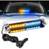 Nilight 12LED Traffic Advisor Strobe Light Bar Red Blue Emergency Warning Hazard Safety Dash Front/Rear Windshield Flashing Lights for Cars Trucks Police Firefighter Plow Construction Vehicles(Amber Blue)