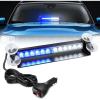 Nilight 12LED Traffic Advisor Strobe Light Bar Red Blue Emergency Warning Hazard Safety Dash Front/Rear Windshield Flashing Lights for Cars Trucks Police Firefighter Plow Construction Vehicles(Blue White)
