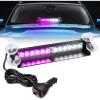 Nilight 12LED Traffic Advisor Strobe Light Bar Red Blue Emergency Warning Hazard Safety Dash Front/Rear Windshield Flashing Lights for Cars Trucks Police Firefighter Plow Construction Vehicles(Purple White)