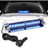 Nilight 12LED Traffic Advisor Strobe Light Bar Red Blue Emergency Warning Hazard Safety Dash Front/Rear Windshield Flashing Lights for Cars Trucks Police Firefighter Plow Construction Vehicles(Blue)