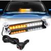 Nilight 12LED Traffic Advisor Strobe Light Bar Red Blue Emergency Warning Hazard Safety Dash Front/Rear Windshield Flashing Lights for Cars Trucks Police Firefighter Plow Construction Vehicles(Amber White)