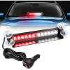 Nilight 12LED Traffic Advisor Strobe Light Bar Red Blue Emergency Warning Hazard Safety Dash Front/Rear Windshield Flashing Lights for Cars Trucks Police Firefighter Plow Construction Vehicles(Red White)