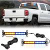 Nilight 24LED Emergency Strobe Traffic Advisor Light Bar 2 in 1 Amber White Dash Warning Safety Flashing Lights Front/Rear Windshield Construction Lights for Trucks Cars Plow Police Vehicles(Amber Blue 24LED)