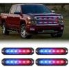 Nilight 6LED Emergency Strobe Lights 4PCS Ultra slim Surface Mount Hazard Caution Light bar 12-24V Sync Feature Warning Flashing kit for Truck Car Vehicle ATV SUV UTV Yellow and Blue(Red and Blue)