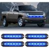 Nilight 6LED Emergency Strobe Lights 4PCS Ultra slim Surface Mount Hazard Caution Light bar 12-24V Sync Feature Warning Flashing kit for Truck Car Vehicle ATV SUV UTV Yellow and Blue(Blue)