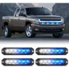 Nilight 6LED Emergency Strobe Lights 4PCS Ultra slim Surface Mount Hazard Caution Light bar 12-24V Sync Feature Warning Flashing kit for Truck Car Vehicle ATV SUV UTV Yellow and Blue(Bule White)