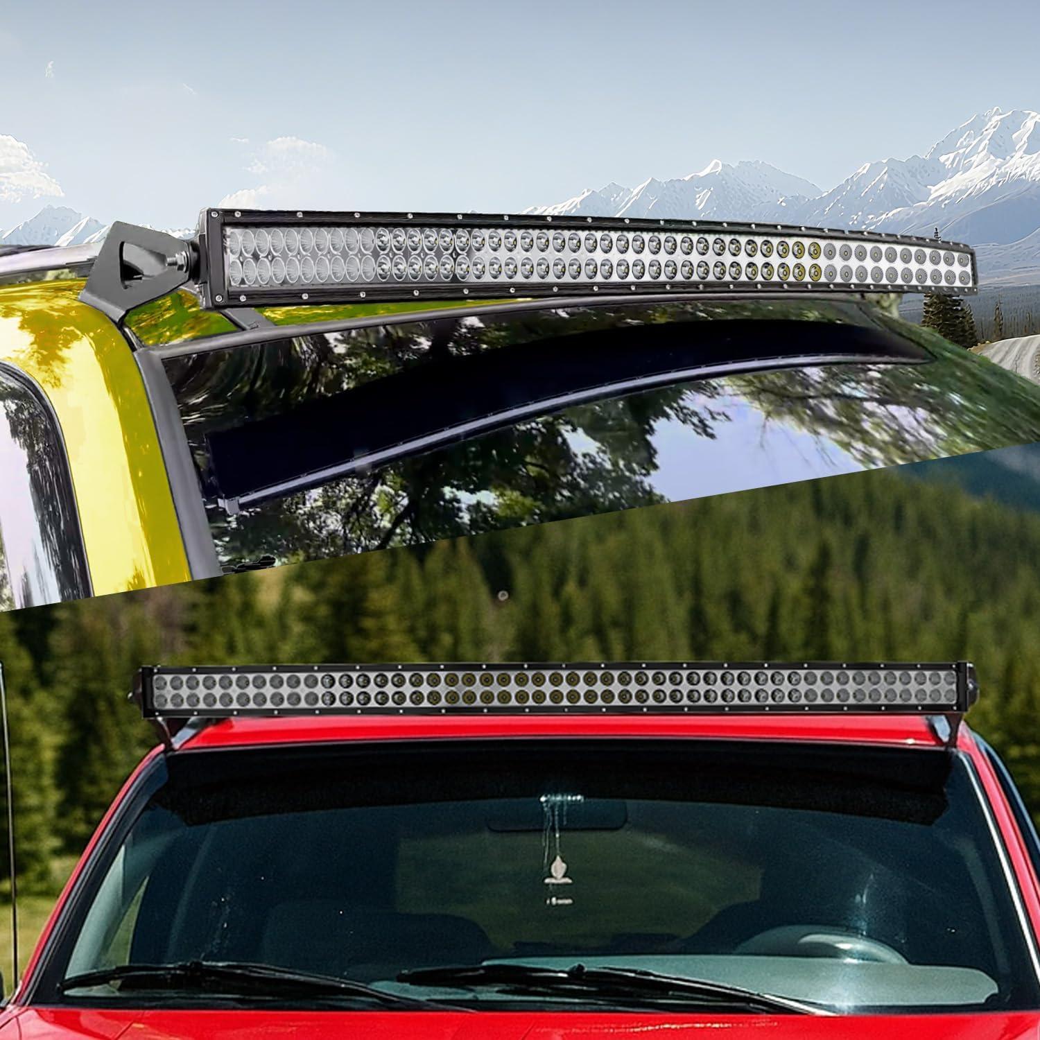 imageNilight 50 inch LED Light Bar Bracket Mounting Upper Windshield Roof Cab Brackets Compatible with Jeep Grand Cherokee ZJ 1993 1994 1995 1996 1997 1998