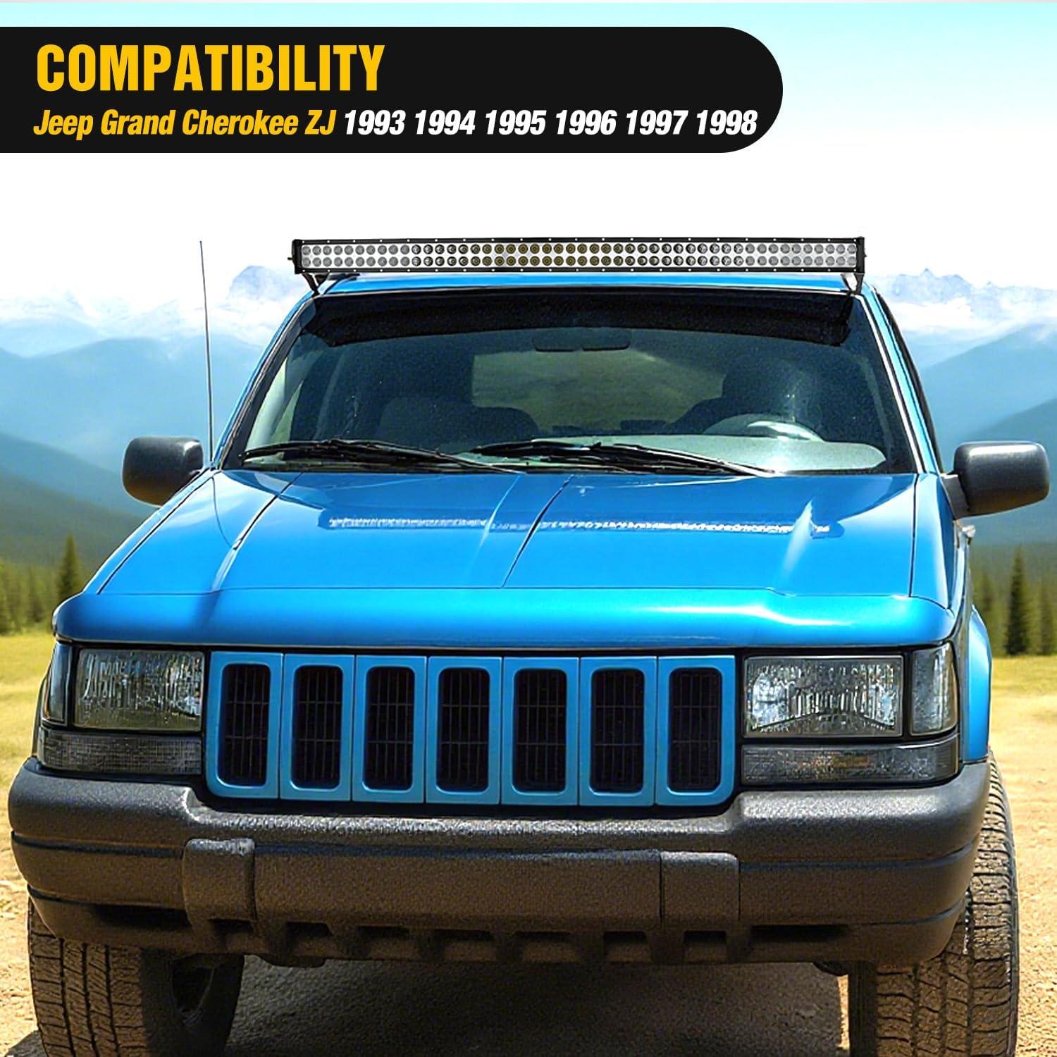 imageNilight 50 inch LED Light Bar Bracket Mounting Upper Windshield Roof Cab Brackets Compatible with Jeep Grand Cherokee ZJ 1993 1994 1995 1996 1997 1998
