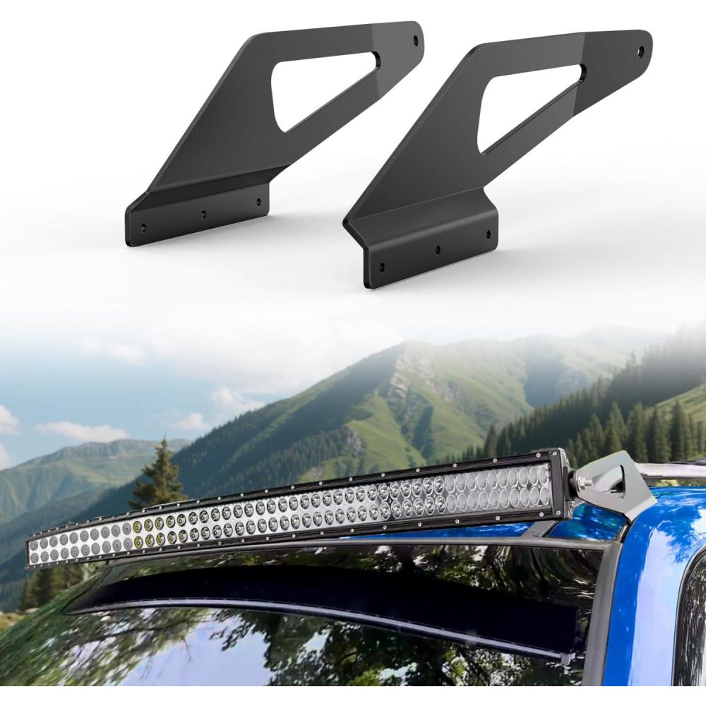 imageNilight 50 inch LED Light Bar Bracket Mounting Upper Windshield Roof Cab Brackets Compatible with Jeep Grand Cherokee ZJ 1993 1994 1995 1996 1997 1998