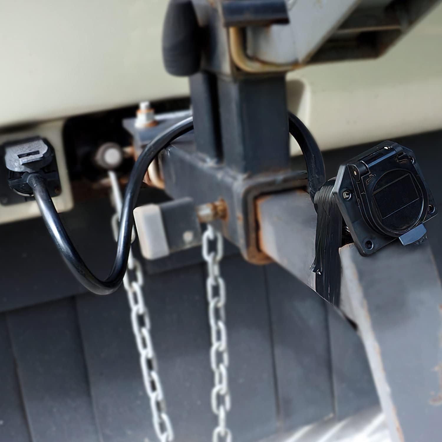 imageNilight 50050R 7Way Trailer Plug Socket Extension Cable 3FT Long 1014 AWG DoubleProng Copper TerminalsWires for 7Blade Trailer Wiring Connector Cord 2 Years Warranty12FT Trailer Extension Cord