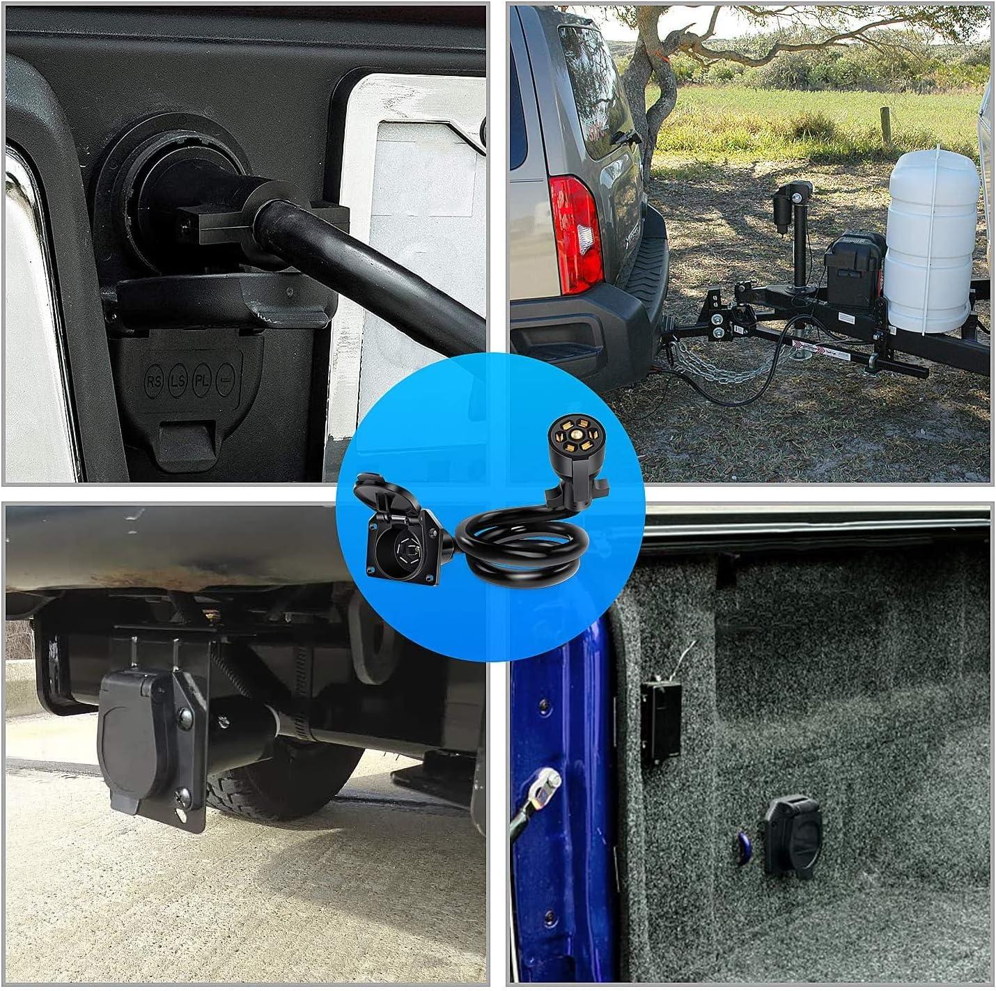 imageNilight 50050R 7Way Trailer Plug Socket Extension Cable 3FT Long 1014 AWG DoubleProng Copper TerminalsWires for 7Blade Trailer Wiring Connector Cord 2 Years Warranty3FT Trailer Extension Cord