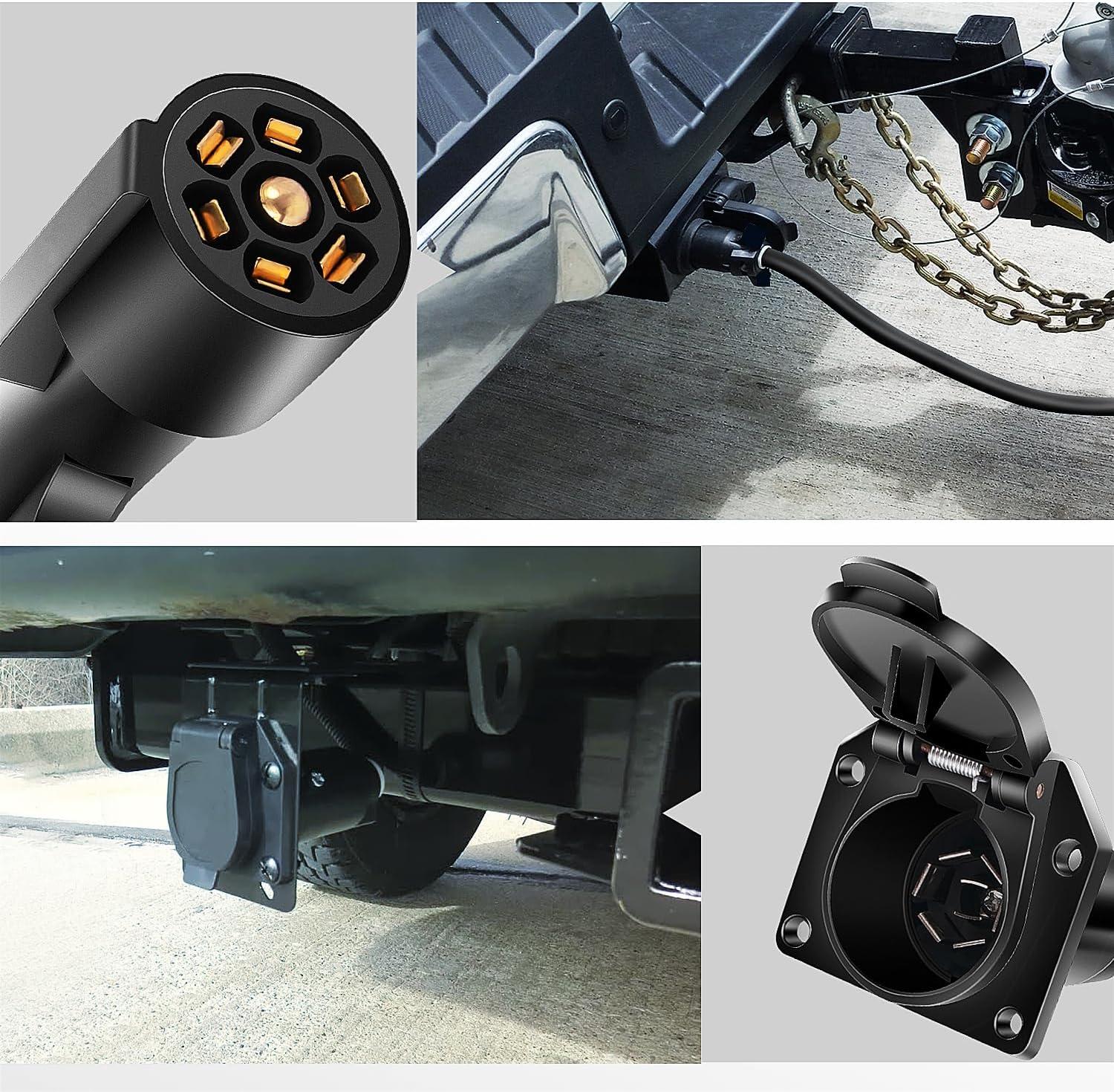 imageNilight 50050R 7Way Trailer Plug Socket Extension Cable 3FT Long 1014 AWG DoubleProng Copper TerminalsWires for 7Blade Trailer Wiring Connector Cord 2 Years Warranty12FT Trailer Extension Cord