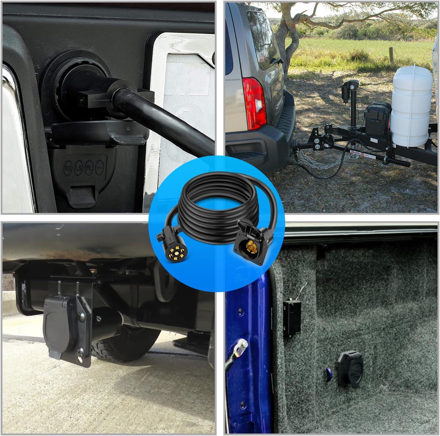 imageNilight 50050R 7Way Trailer Plug Socket Extension Cable 3FT Long 1014 AWG DoubleProng Copper TerminalsWires for 7Blade Trailer Wiring Connector Cord 2 Years Warranty12FT Trailer Extension Cord