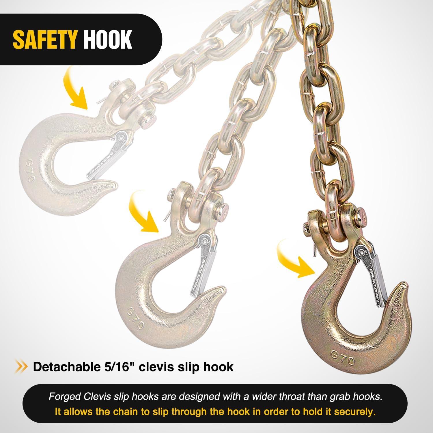 imageNilight 38quot X 35quot Trailer Safety Chain 2pcs Grade 70 Towing Chain with Clevis Snap Hooks 26400lbs Break Strength use for Trailer RVand Boat Towing and Gooseneck Couplers516 X 35 Trailer Safety Chain