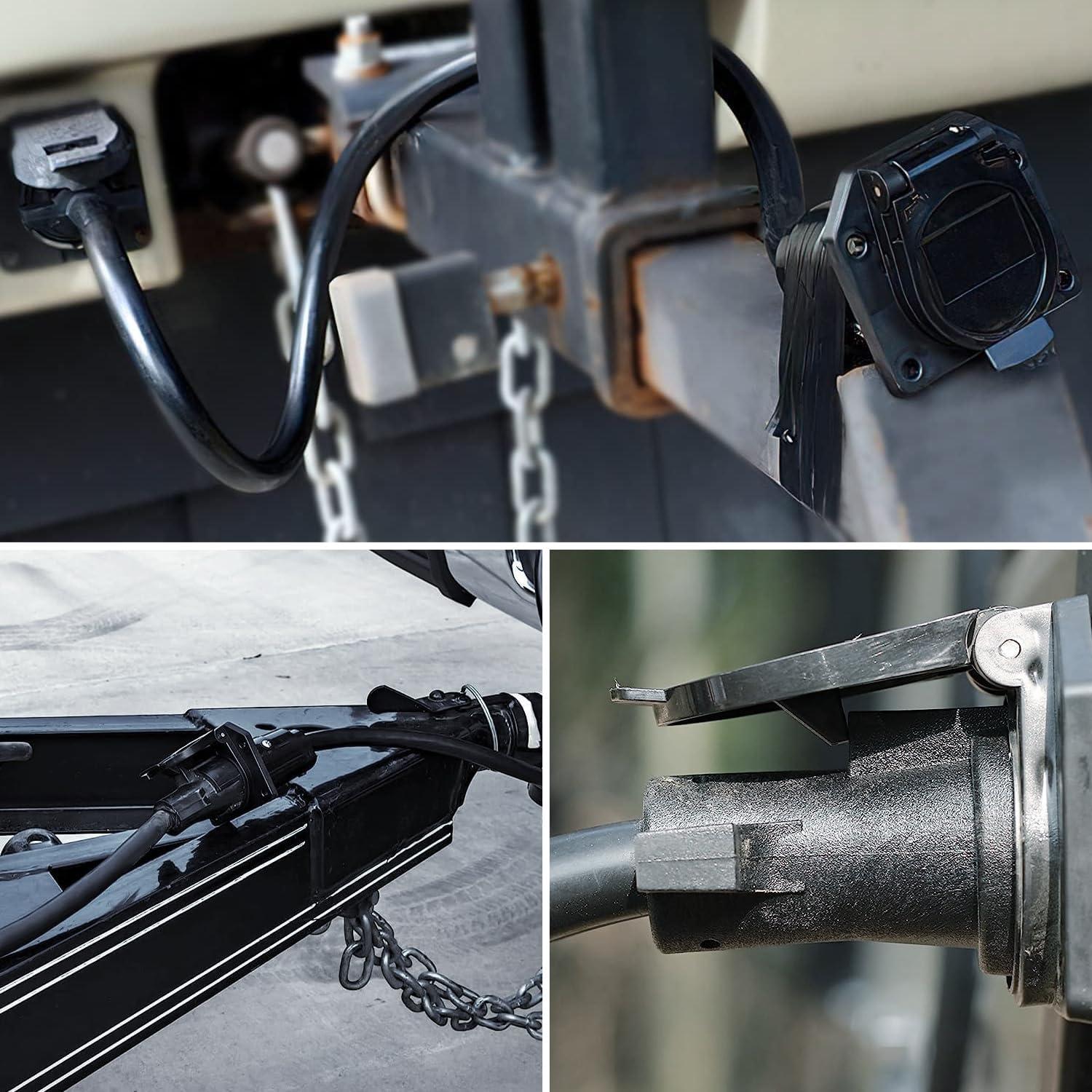 imageNilight 7 Way Round RV Blade Wiring Connect Combo Harness with Mounting Bracket Trailer Side 7 Pin Adapter PlugVehicle Side 7 Way Connector7Pin Male Replacement Plug