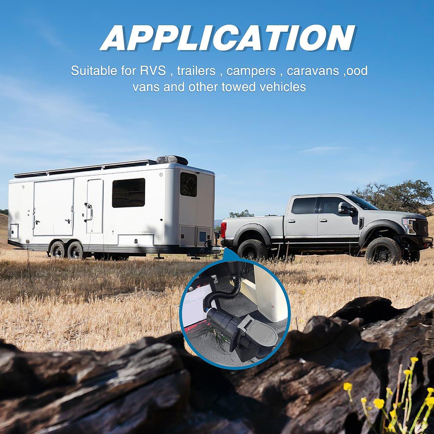 imageNilight 7 Way Round RV Blade Wiring Connect Combo Harness with Mounting Bracket Trailer Side 7 Pin Adapter PlugVehicle Side 7 Way Connector7Pin Male Replacement Plug