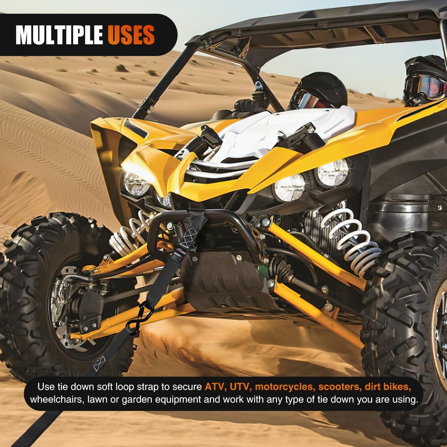 imageNilight Soft Loop 1717quot Motorcycle Tie Down Straps Heavy Duty 12000Lbs Max Break Strength for Securing ATV UTV Kayak Moving Cargo 8PKBlackBlack