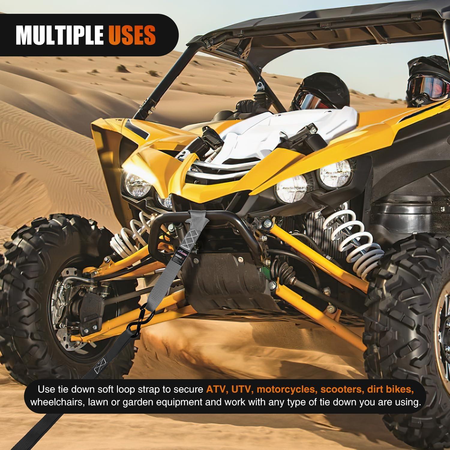 imageNilight Soft Loop 1717quot Motorcycle Tie Down Straps Heavy Duty 12000Lbs Max Break Strength for Securing ATV UTV Kayak Moving Cargo 8PKBlackGrey