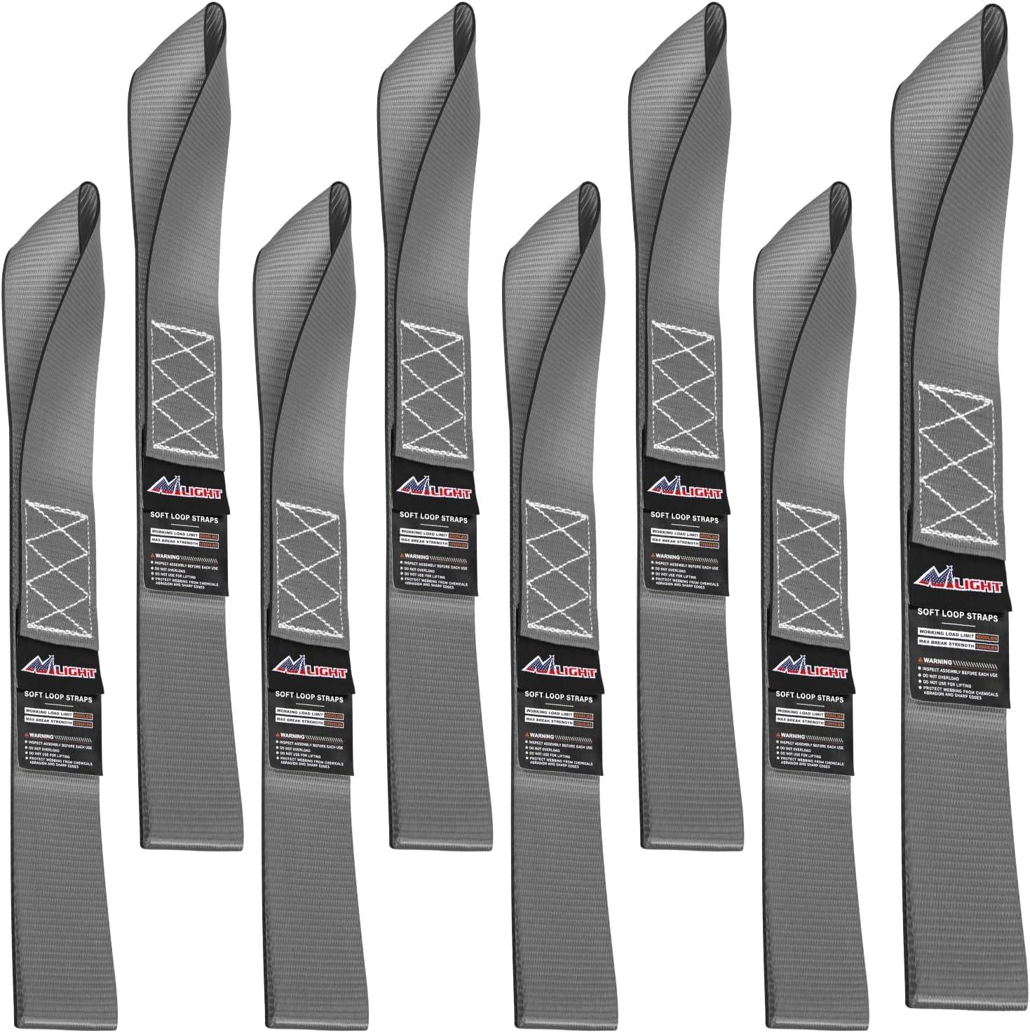 imageNilight Soft Loop 1717quot Motorcycle Tie Down Straps Heavy Duty 12000Lbs Max Break Strength for Securing ATV UTV Kayak Moving Cargo 8PKBlackGrey