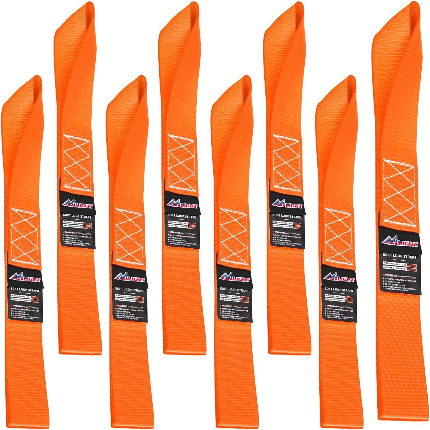 imageNilight Soft Loop 1717quot Motorcycle Tie Down Straps Heavy Duty 12000Lbs Max Break Strength for Securing ATV UTV Kayak Moving Cargo 8PKBlackOrange