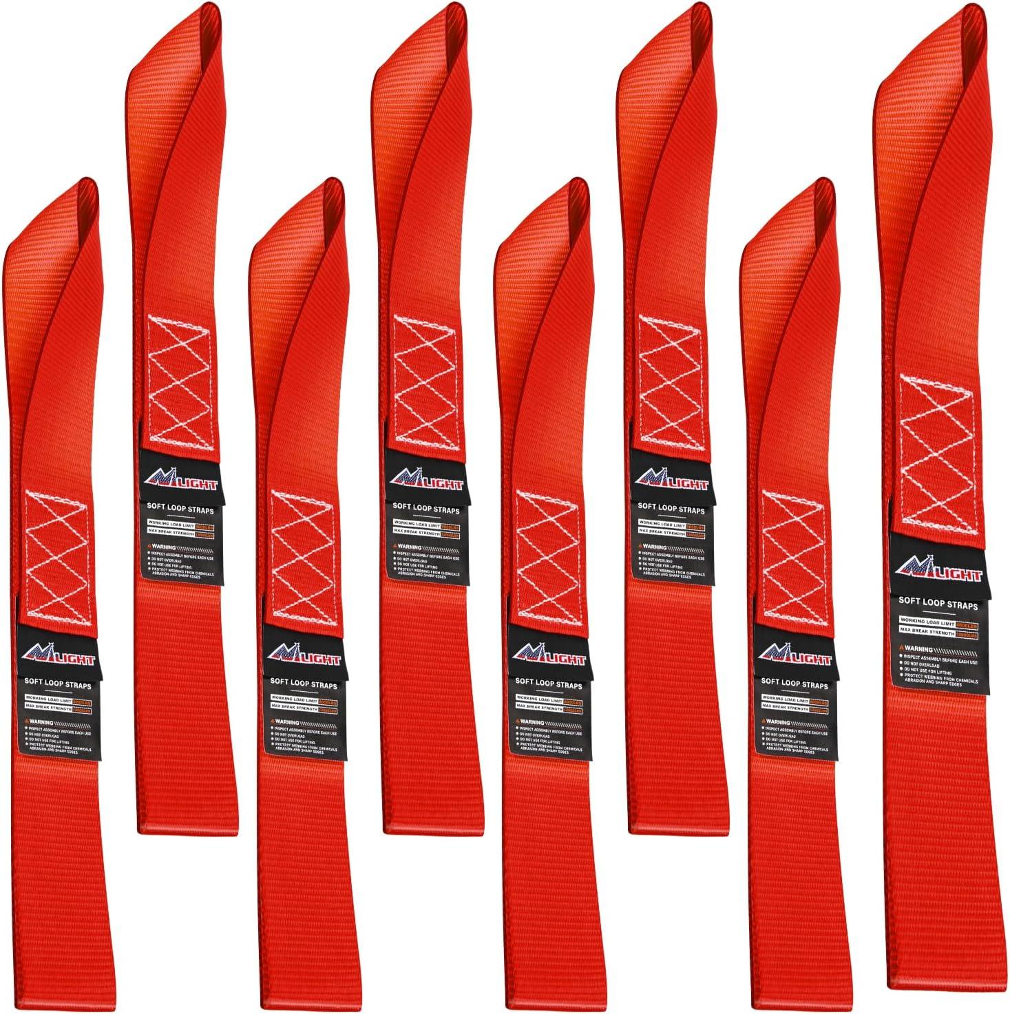 imageNilight Soft Loop 1717quot Motorcycle Tie Down Straps Heavy Duty 12000Lbs Max Break Strength for Securing ATV UTV Kayak Moving Cargo 8PKBlackRed