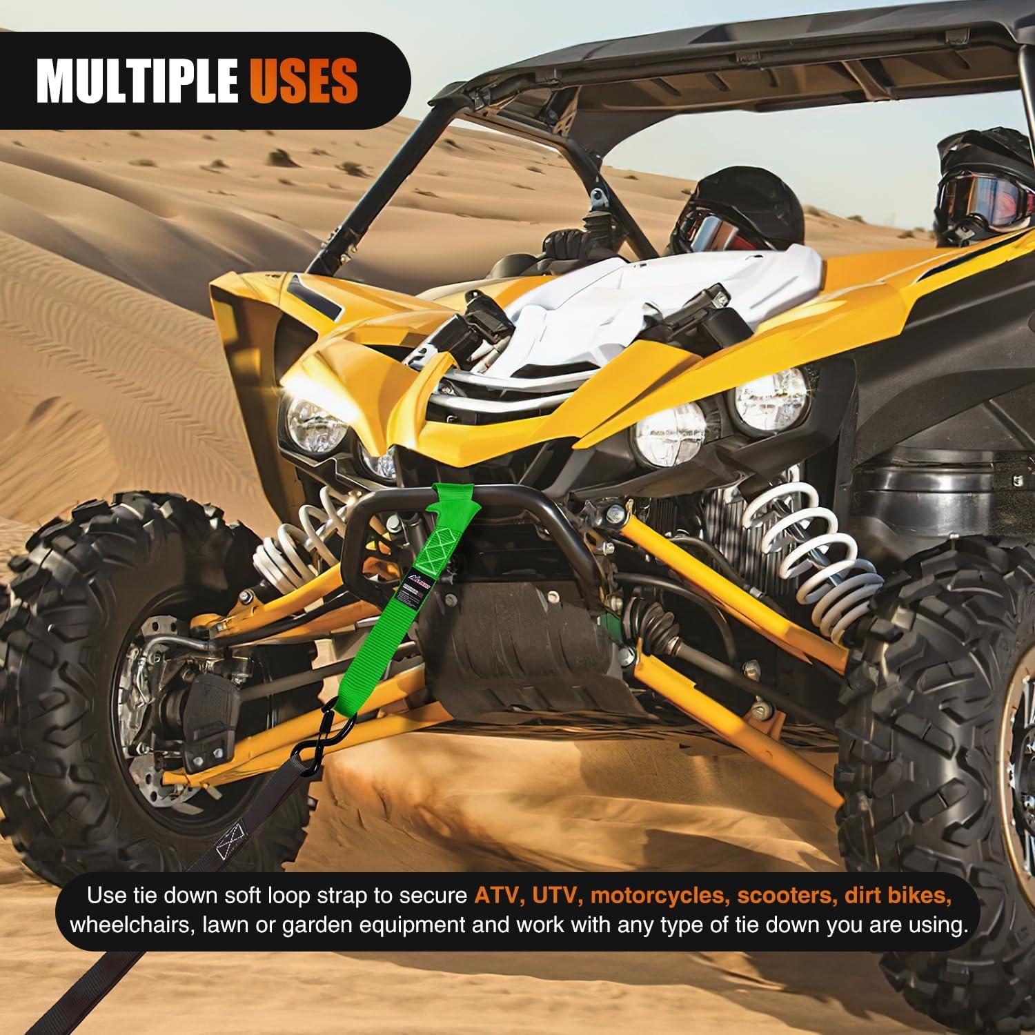 imageNilight Soft Loop 1717quot Motorcycle Tie Down Straps Heavy Duty 12000Lbs Max Break Strength for Securing ATV UTV Kayak Moving Cargo 8PKRedGreen