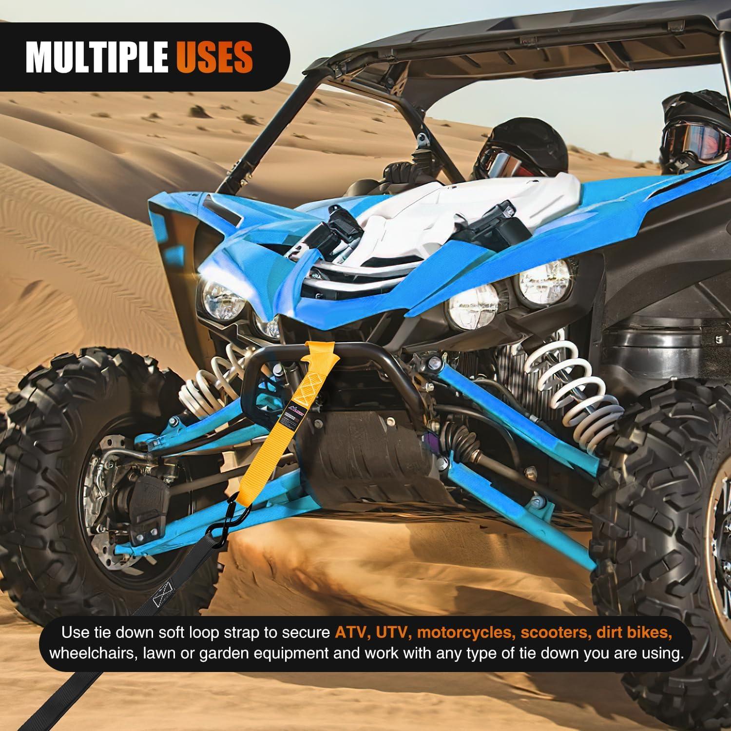 imageNilight Soft Loop 1717quot Motorcycle Tie Down Straps Heavy Duty 12000Lbs Max Break Strength for Securing ATV UTV Kayak Moving Cargo 8PKRedYellow