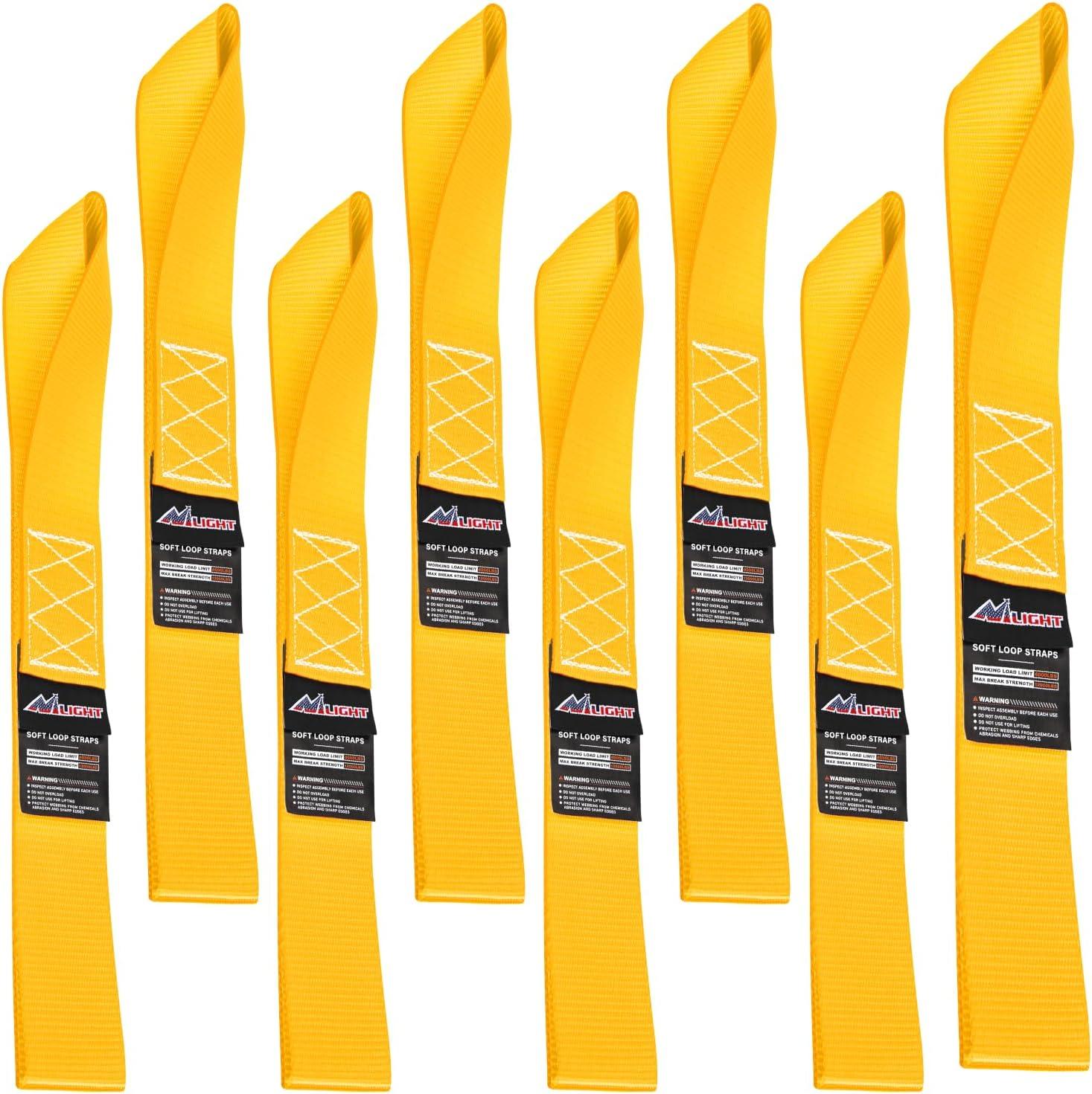 imageNilight Soft Loop 1717quot Motorcycle Tie Down Straps Heavy Duty 12000Lbs Max Break Strength for Securing ATV UTV Kayak Moving Cargo 8PKRedYellow