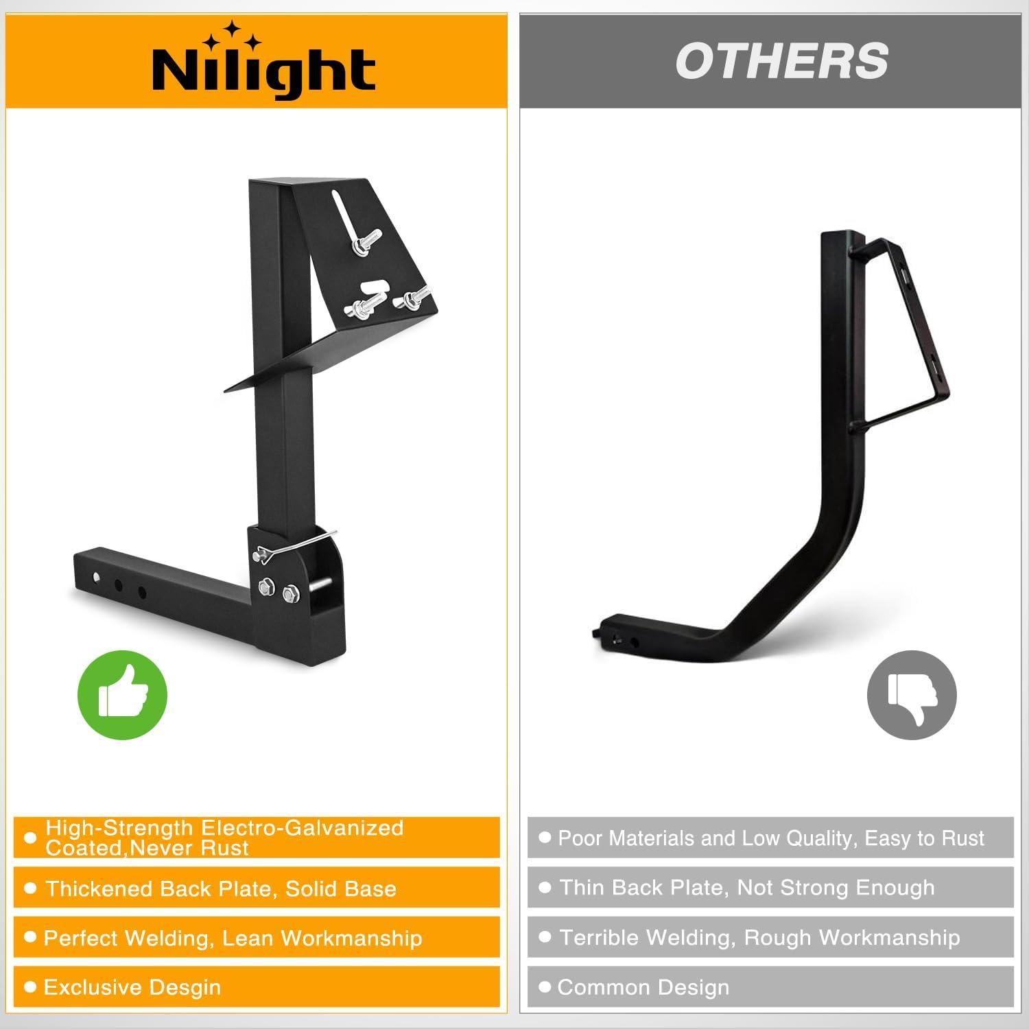 imageNilight Spare Tire Carrier Trailer Spare Tire Mount Boat Trailer Carrier Bracket Utility Trailer Accessories Fits 4 ampamp 5 ampamp 6 Lugs Trailer Wheels on 4quot 45 475 5 and 55 Bolt Patterns 150 LbsSpare Tire Carrier for 2 Inch Receiver