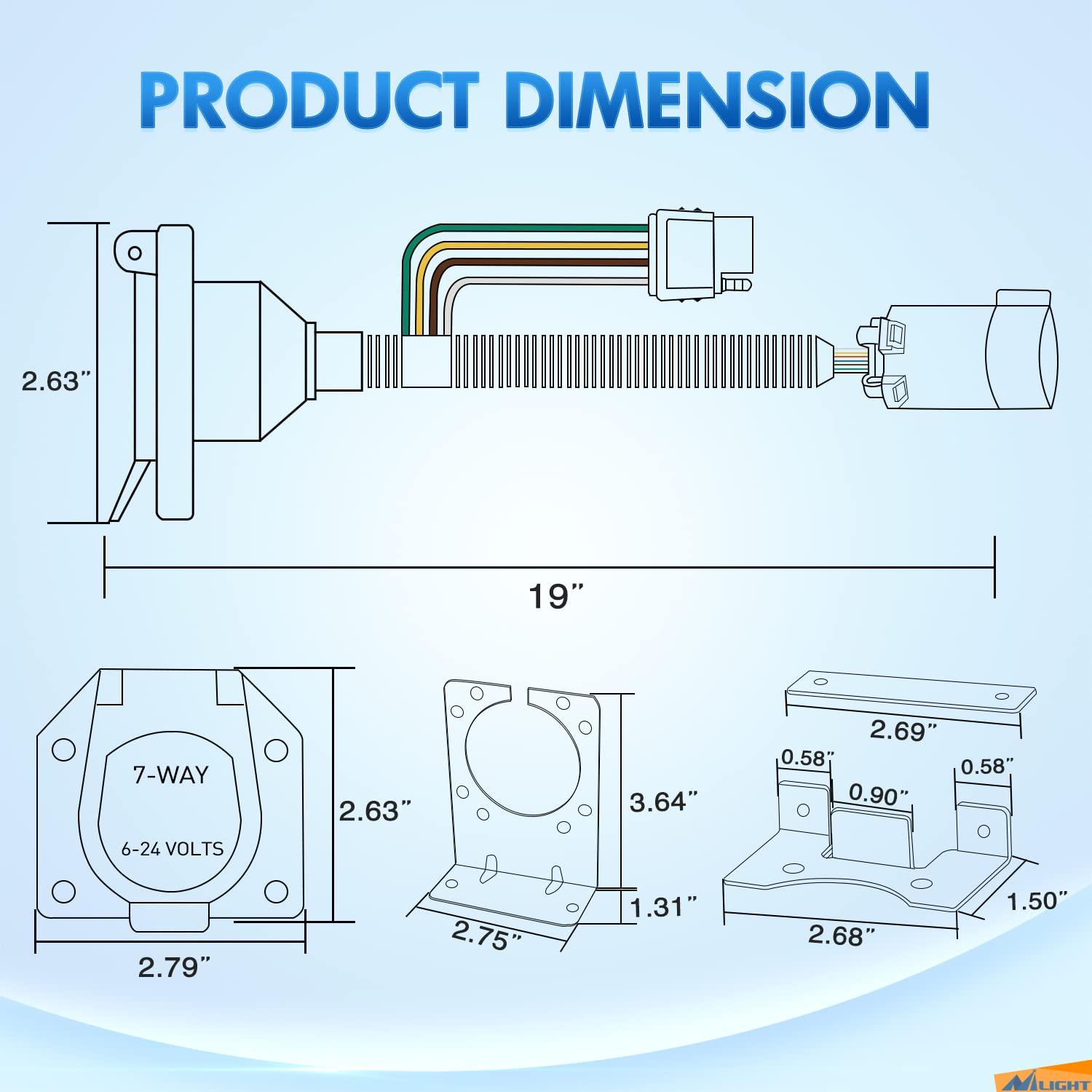 imageNilight USCAR 7 Pin to 4Pin Trailer Wiring Harness Standard 7 Way Plug for Tailgate Light Bar Adapter 41 Inches Wire for Factory Tow Package Vehicles with Uscar SocketUSCAR 7Pin to 74Pin Trailer Adapter