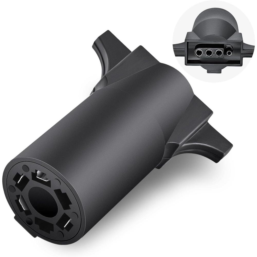 imageNilight 7 Way Round RV Blade Wiring Connect Combo Harness with Mounting Bracket Trailer Side 7 Pin Adapter PlugVehicle Side 7 Way Connector7Pin to 4Pin Trailer Adapter