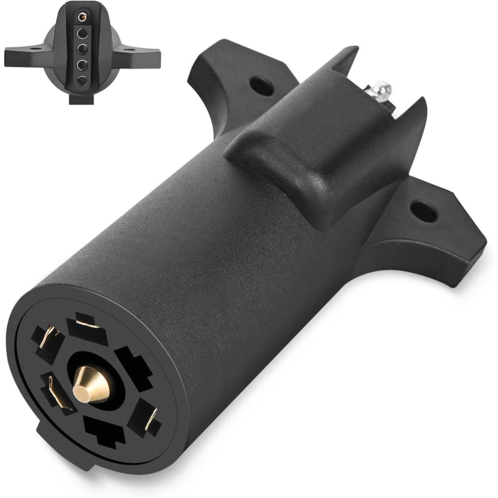 imageNilight 7 Way Round RV Blade Wiring Connect Combo Harness with Mounting Bracket Trailer Side 7 Pin Adapter PlugVehicle Side 7 Way Connector7Pin to 5Pin Trailer Adapter