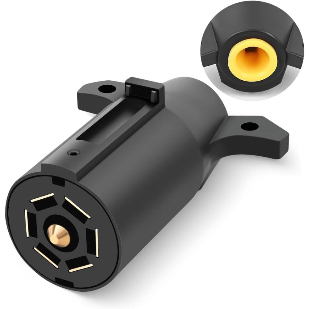 imageNilight 7 Way Round RV Blade Wiring Connect Combo Harness with Mounting Bracket Trailer Side 7 Pin Adapter PlugVehicle Side 7 Way ConnectorRV Standard 7 Way Plug