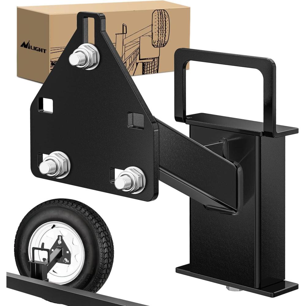 imageNilight Spare Tire Carrier Trailer Spare Tire Mount Boat Trailer Carrier Bracket Utility Trailer Accessories Fits 4 ampamp 5 ampamp 6 Lugs Trailer Wheels on 4quot 45 475 5 and 55 Bolt Patterns 150 Lbs3Nuts Trailer Bracket