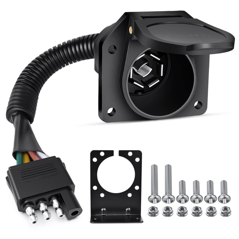 imageNilight USCAR 7 Pin to 4Pin Trailer Wiring Harness Standard 7 Way Plug for Tailgate Light Bar Adapter 41 Inches Wire for Factory Tow Package Vehicles with Uscar Socket4Way to 7Way Adapter